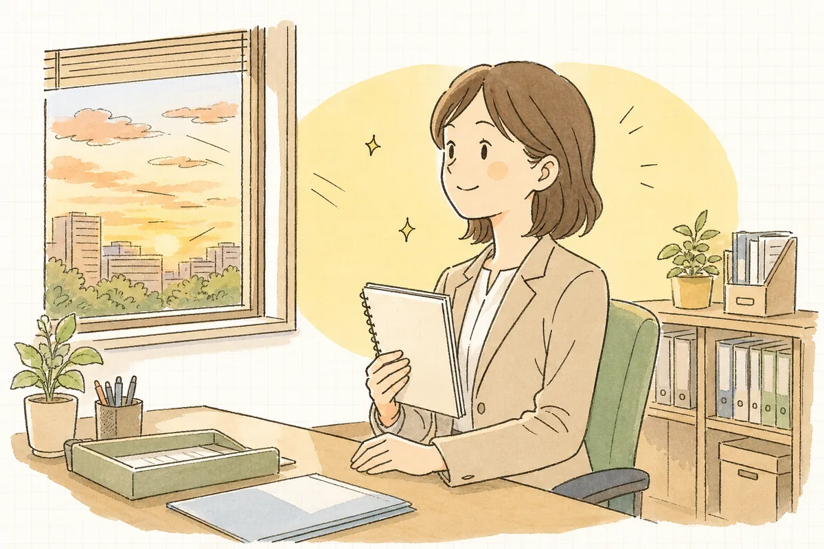 整理された対応記録を手に、落ち着いた表情で次の対応に向かう賃貸管理担当者