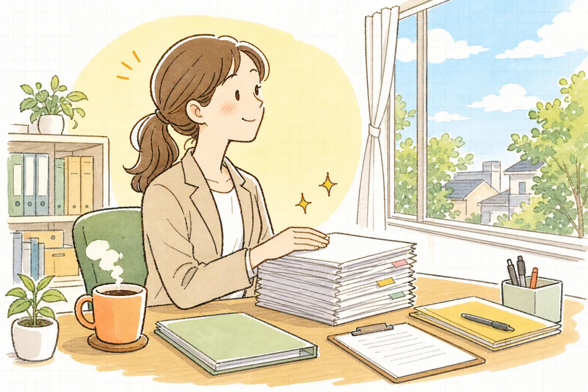 手続きの見通しが立ち、ほっと肩の力を抜く賃貸管理担当者
