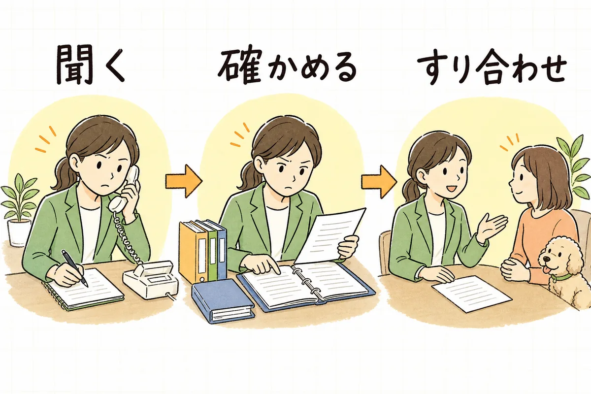 聞く・確かめる・すり合わせるの三段階でペット苦情に対応する賃貸管理担当者