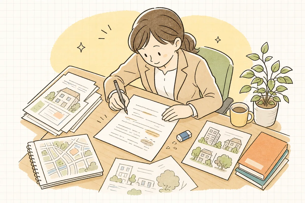 事実と敬意を両立させた家賃改定の案内文を整える様子