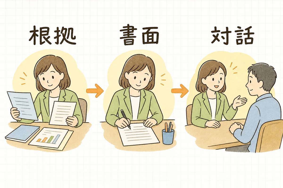 根拠をそろえ、書面で伝え、話し合う家賃改定の三つの手順