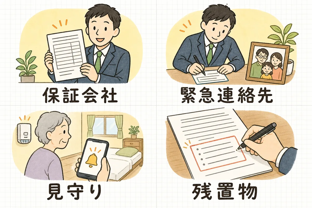 高齢者を受け入れるための保証会社・緊急連絡先・見守り・残置物条項の四つの備え